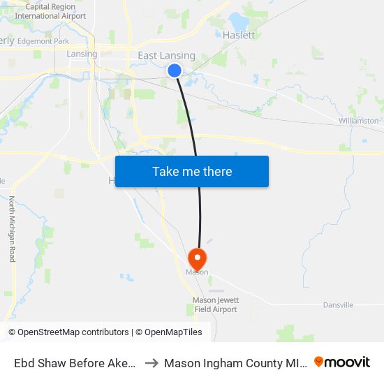 Ebd Shaw Before Akers Dr to Mason Ingham County MI USA map