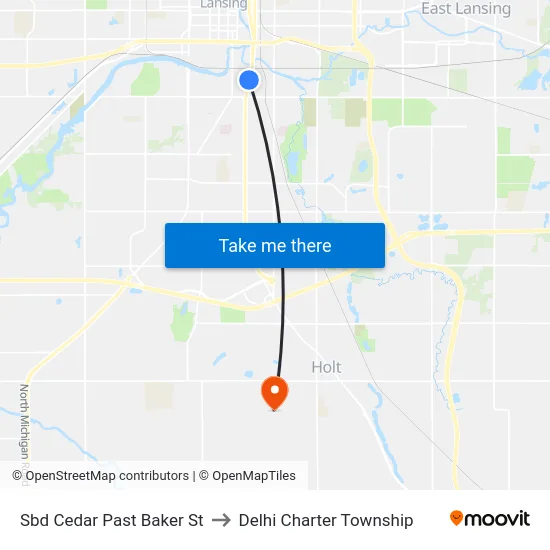 Sbd Cedar Past Baker St to Delhi Charter Township map