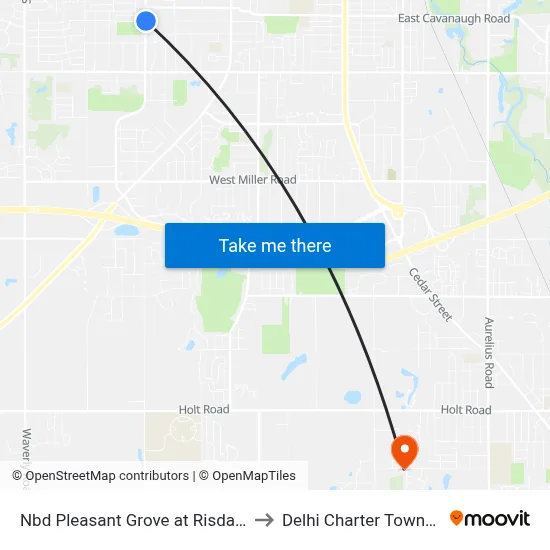 Nbd Pleasant Grove at Risdale St to Delhi Charter Township map