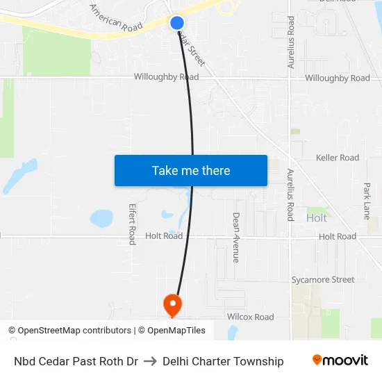Nbd Cedar Past Roth Dr to Delhi Charter Township map