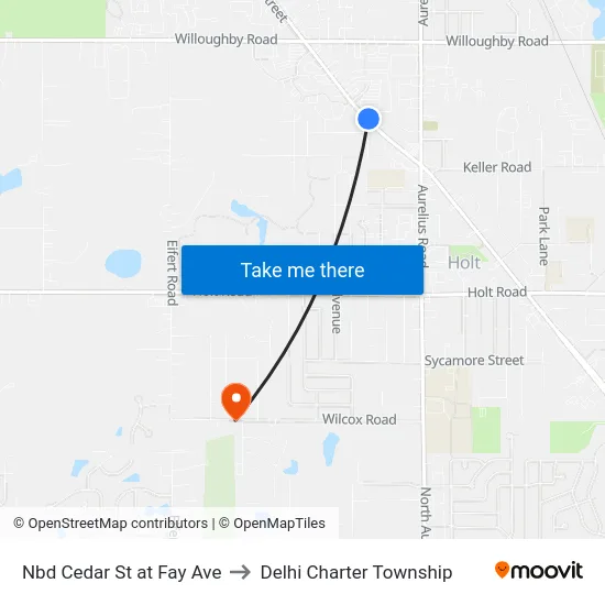Nbd Cedar St at Fay Ave to Delhi Charter Township map