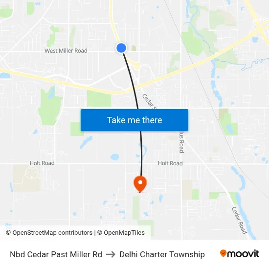 Nbd Cedar Past Miller Rd to Delhi Charter Township map