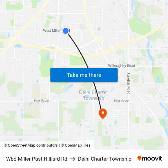 Wbd Miller Past Hilliard Rd to Delhi Charter Township map