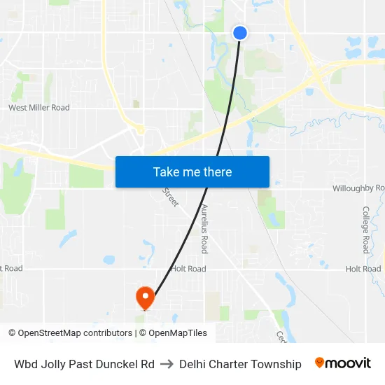 Wbd Jolly Past Dunckel Rd to Delhi Charter Township map