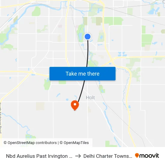 Nbd Aurelius Past Irvington Ave to Delhi Charter Township map