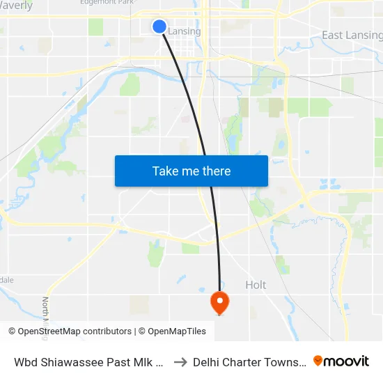 Wbd Shiawassee Past Mlk Blvd to Delhi Charter Township map