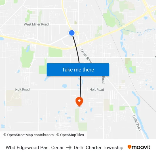 Wbd Edgewood Past Cedar to Delhi Charter Township map