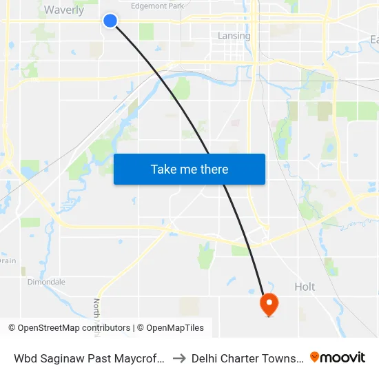 Wbd Saginaw Past Maycroft Rd to Delhi Charter Township map