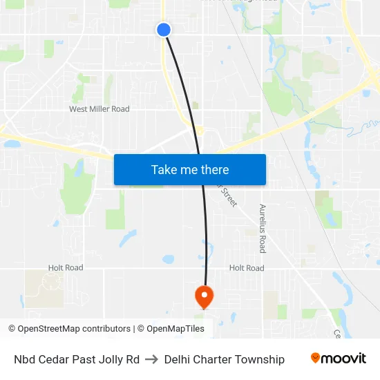 Nbd Cedar Past Jolly Rd to Delhi Charter Township map