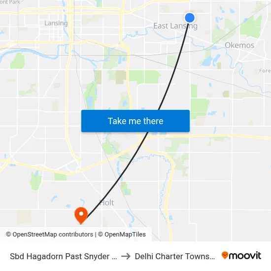 Sbd Hagadorn Past Snyder Rd to Delhi Charter Township map