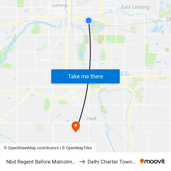 Nbd Regent Before Malcolm X St to Delhi Charter Township map