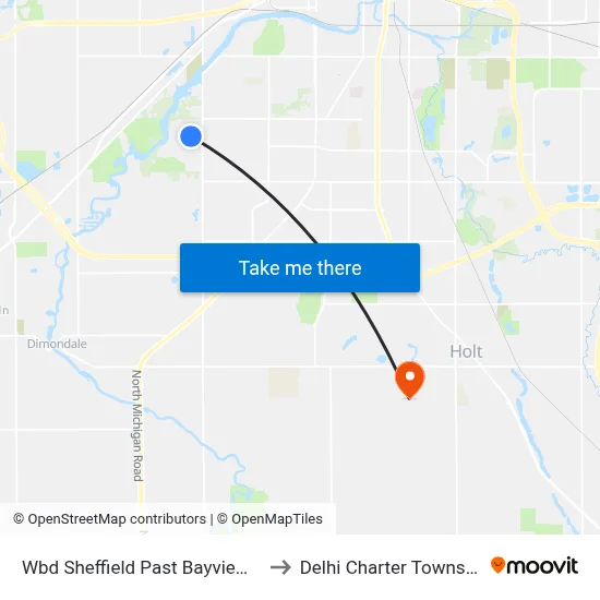 Wbd Sheffield Past Bayview Dr to Delhi Charter Township map