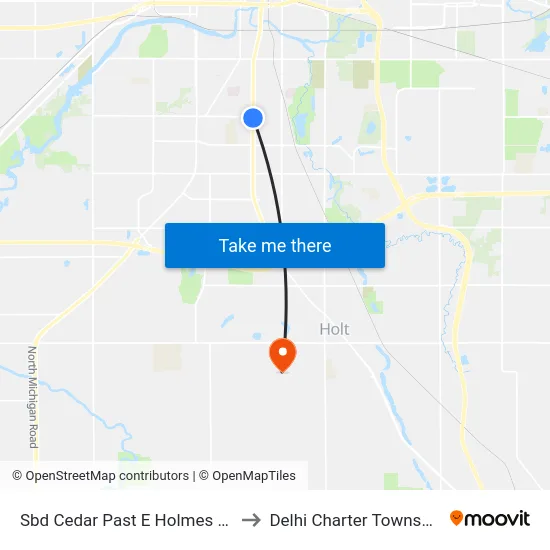 Sbd Cedar Past E Holmes Rd to Delhi Charter Township map