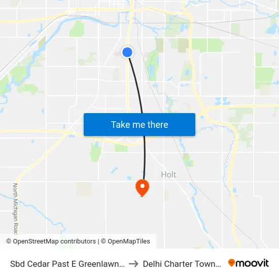 Sbd Cedar Past E Greenlawn Ave to Delhi Charter Township map