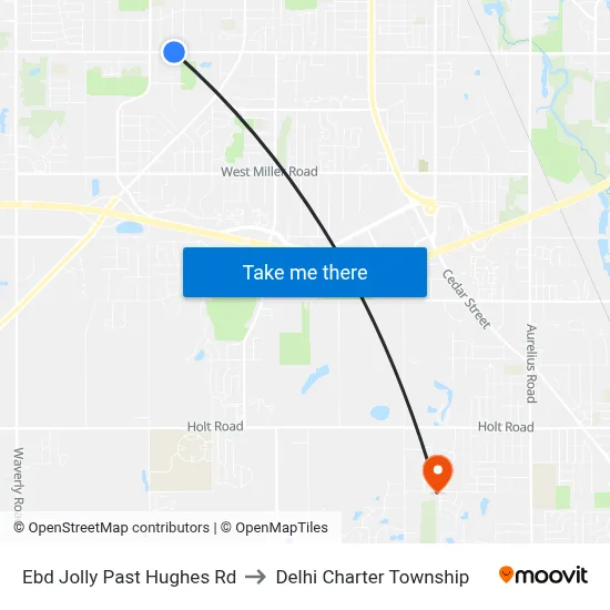 Ebd Jolly Past Hughes Rd to Delhi Charter Township map