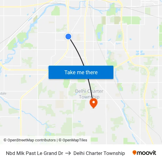 Nbd Mlk Past Le Grand Dr to Delhi Charter Township map