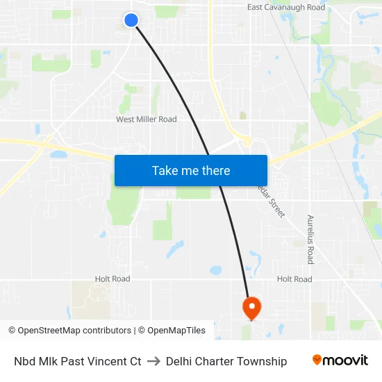 Nbd Mlk Past Vincent Ct to Delhi Charter Township map