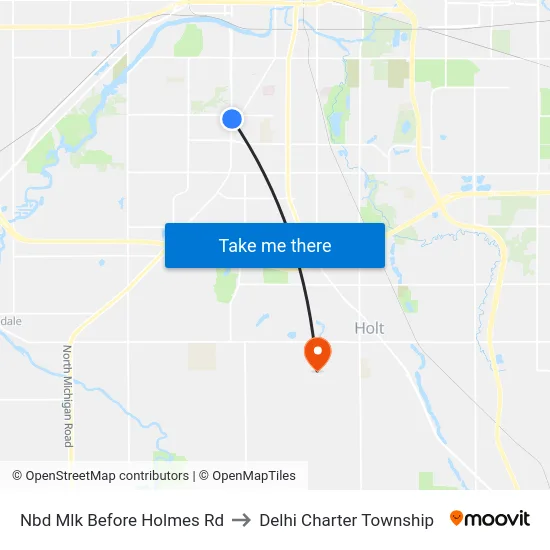 Nbd Mlk Before Holmes Rd to Delhi Charter Township map