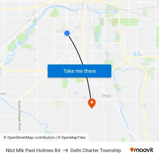 Nbd Mlk Past Holmes Rd to Delhi Charter Township map