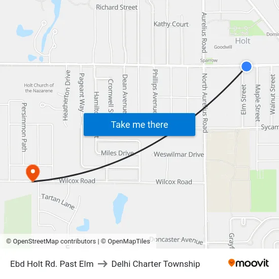 Ebd Holt Rd. Past Elm to Delhi Charter Township map