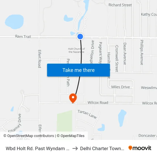 Wbd Holt Rd. Past Wyndam Hills to Delhi Charter Township map