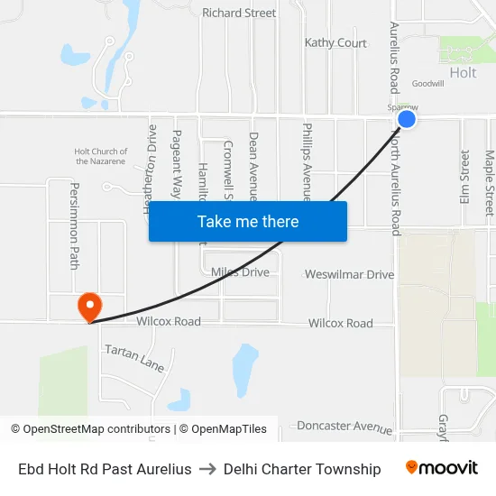 Ebd Holt Rd Past Aurelius to Delhi Charter Township map