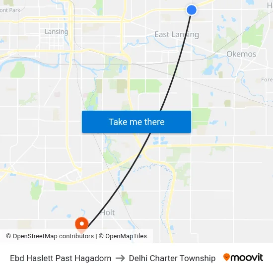 Ebd Haslett Past Hagadorn to Delhi Charter Township map