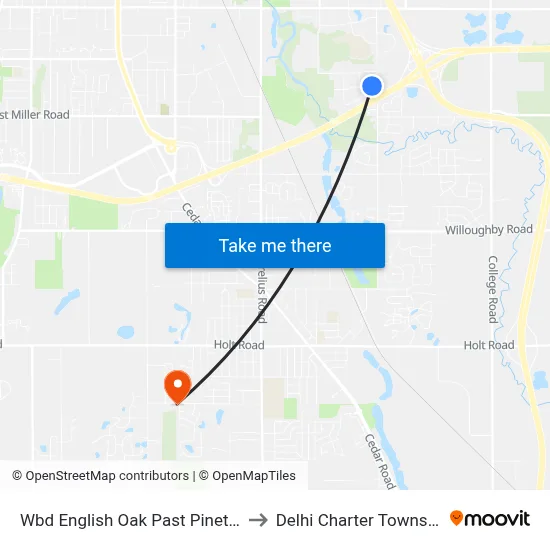 Wbd English Oak Past Pinetree to Delhi Charter Township map