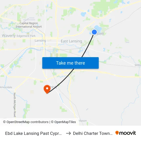 Ebd Lake Lansing Past Cypress St to Delhi Charter Township map