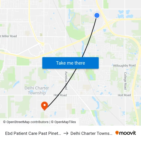 Ebd Patient Care Past Pinetree to Delhi Charter Township map