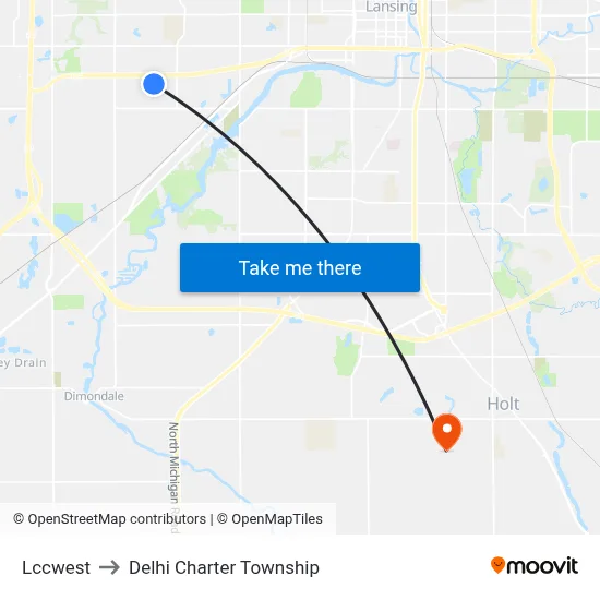 Lccwest to Delhi Charter Township map