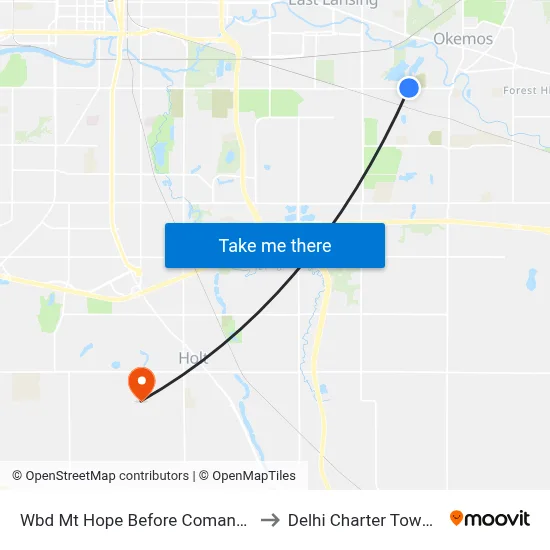 Wbd Mt Hope Before Comanche Dr to Delhi Charter Township map
