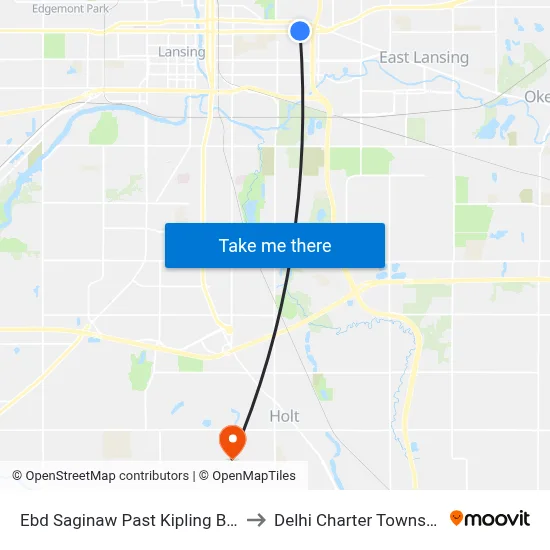 Ebd Saginaw Past Kipling Blvd to Delhi Charter Township map