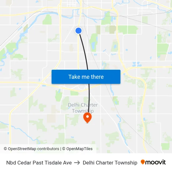Nbd Cedar Past Tisdale Ave to Delhi Charter Township map