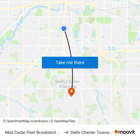 Nbd Cedar Past Brookland Blvd to Delhi Charter Township map