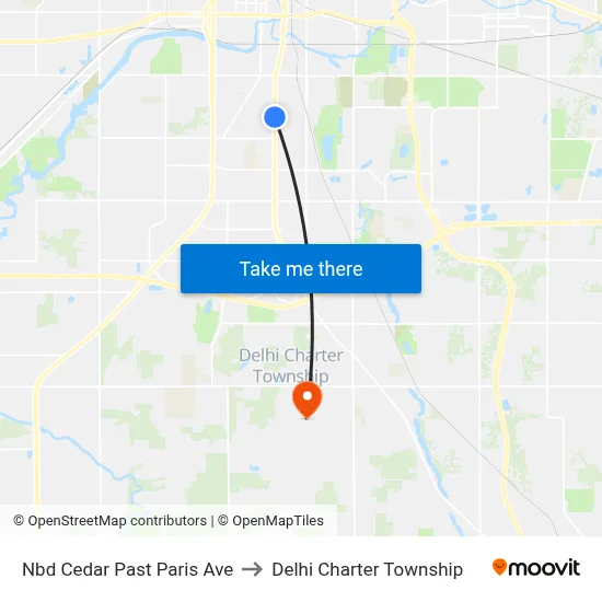 Nbd Cedar Past Paris Ave to Delhi Charter Township map