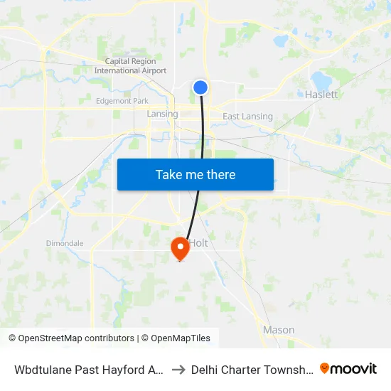 Wbdtulane Past Hayford Ave to Delhi Charter Township map