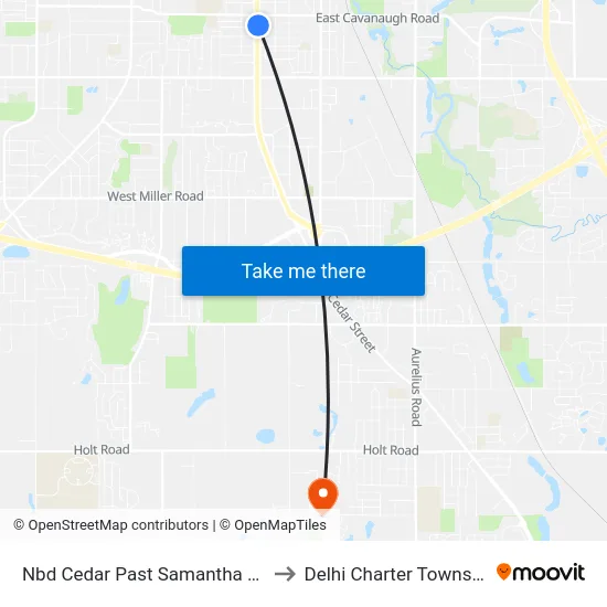 Nbd Cedar Past Samantha Ave to Delhi Charter Township map