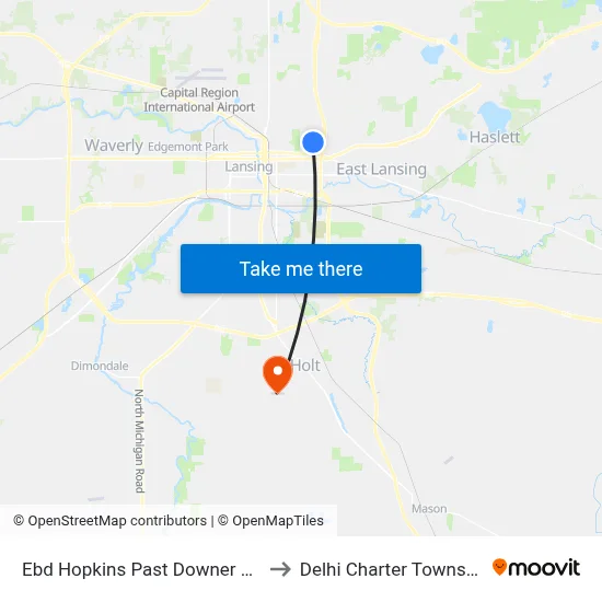 Ebd Hopkins Past Downer Ave to Delhi Charter Township map