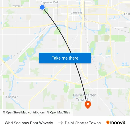 Wbd Saginaw Past Waverly Rd to Delhi Charter Township map