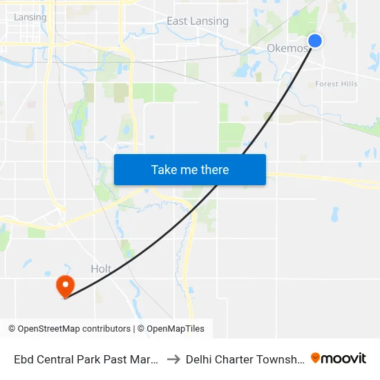 Ebd Central Park Past Marsh to Delhi Charter Township map