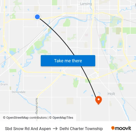 Sbd Snow Rd And Aspen to Delhi Charter Township map