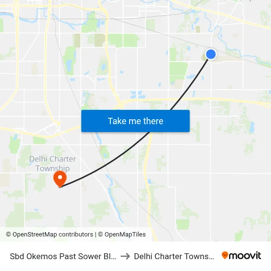 Sbd Okemos Past Sower Blvd to Delhi Charter Township map