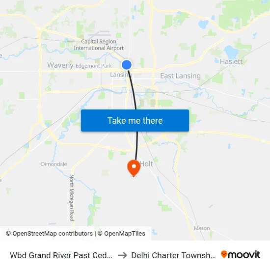 Wbd Grand River Past Cedar to Delhi Charter Township map