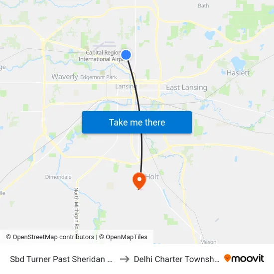 Sbd Turner Past Sheridan Rd to Delhi Charter Township map
