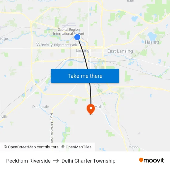 Peckham Riverside to Delhi Charter Township map