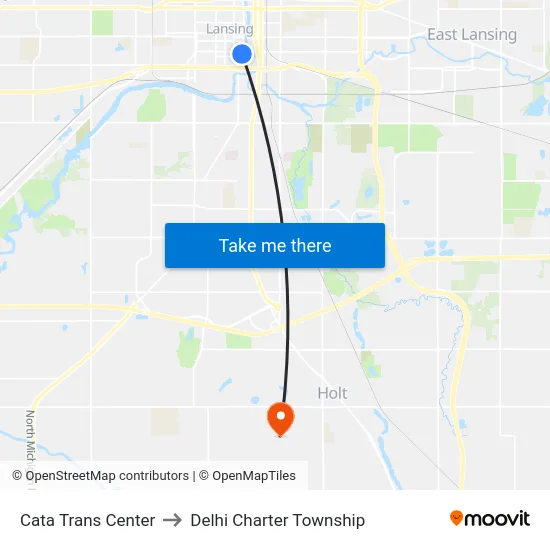 Cata Trans Center to Delhi Charter Township map