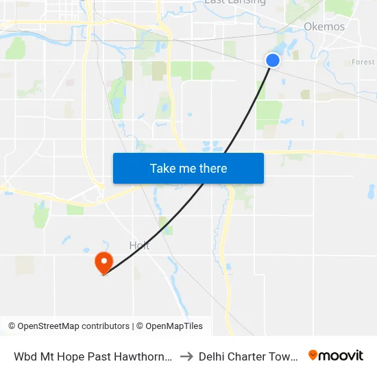 Wbd Mt Hope Past Hawthorne Lane to Delhi Charter Township map