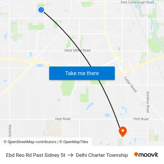 Ebd Reo Rd Past Sidney St to Delhi Charter Township map