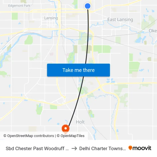 Sbd Chester Past Woodruff Ave to Delhi Charter Township map